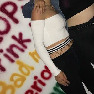 DC Cream Ribbed Knit Top